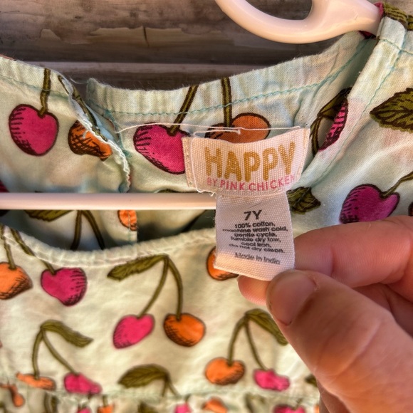 Pink Chicken Dress Girls Size 7  Mint Cherry Print. Good used condition - Picture 3 of 5